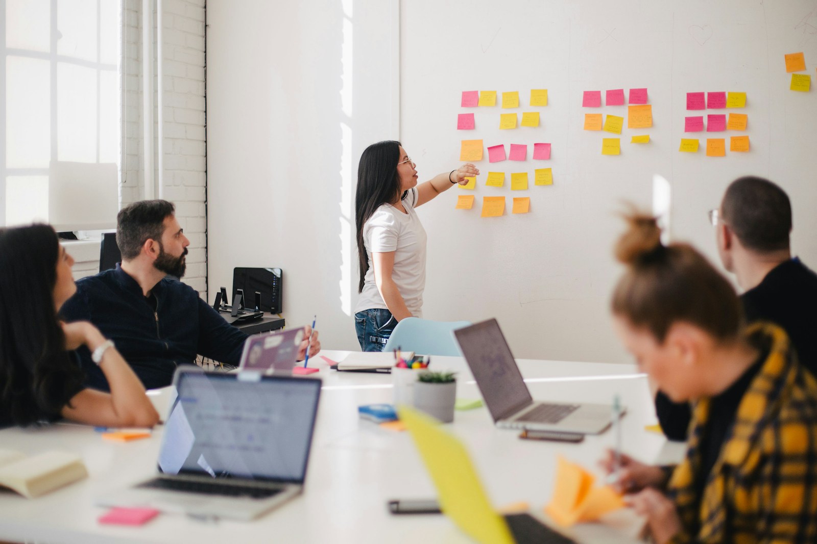 Team reviewing data analysis in an office